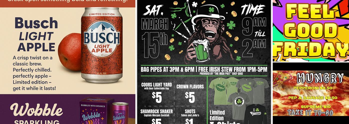 Caesar's Barroom Menu