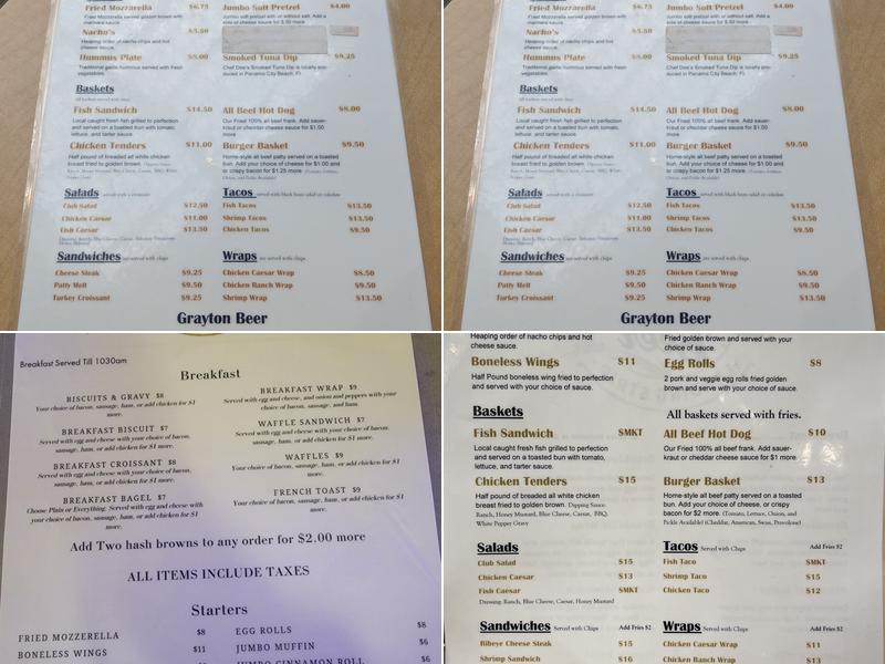 Grayton Beer Landing Strip Menu