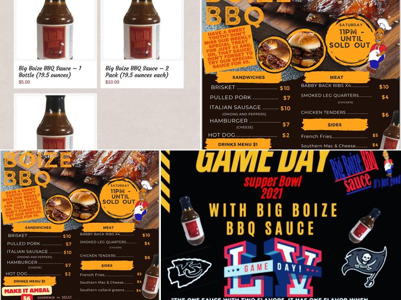 Big Boize BBQ sauce Menu