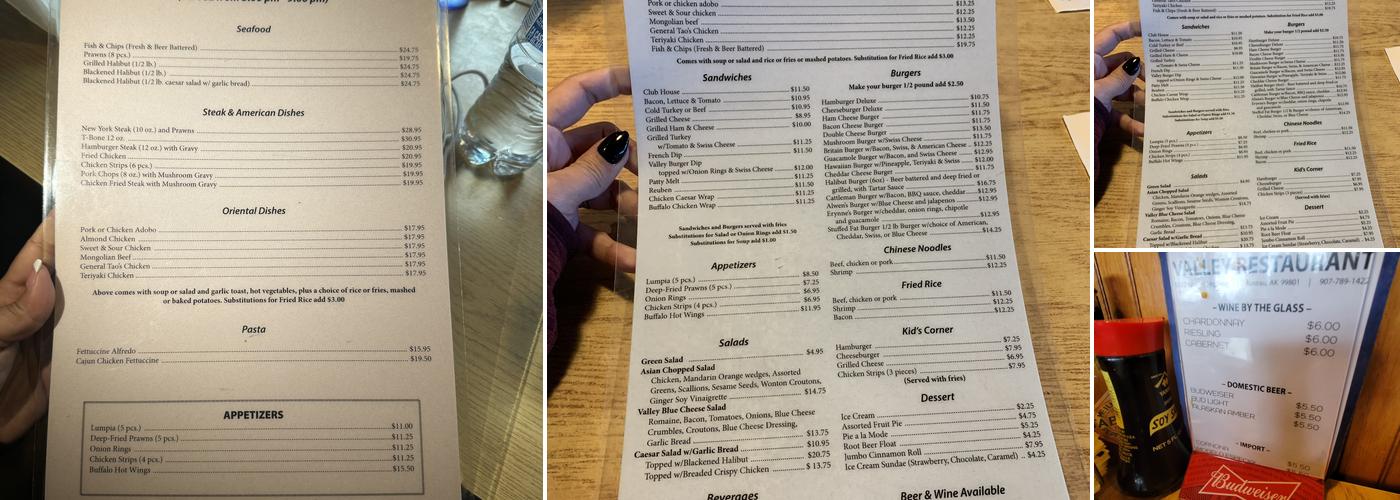 Valley Restaurant Menu