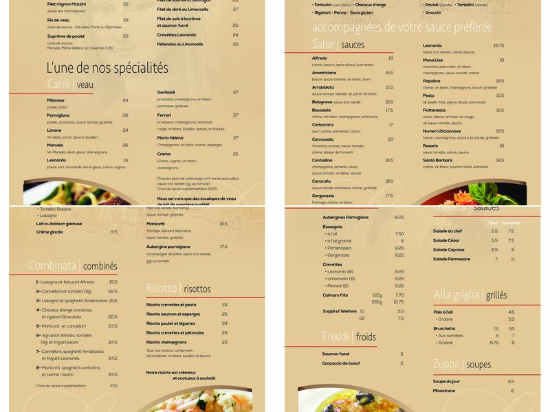 Restaurant Da Leonardo Menu