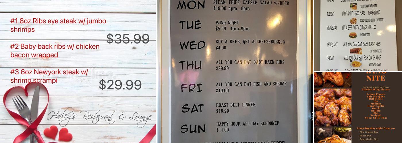 Hailey's Menu