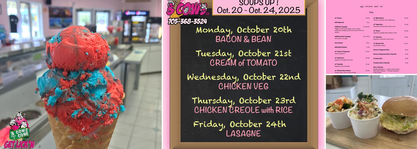 3 Cows & A Cone Inc. Menu