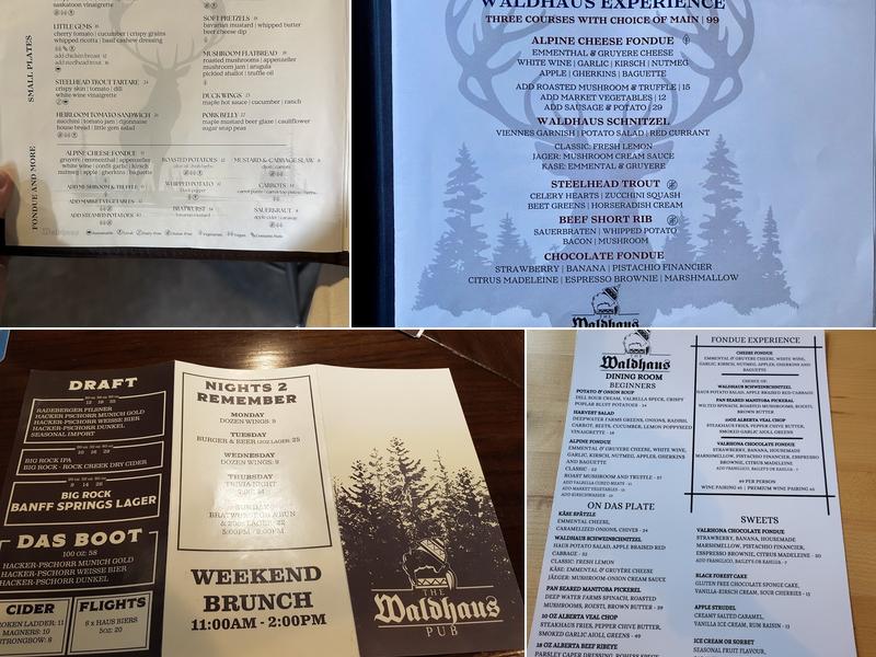 WALDHAUS RESTAURANT Menu