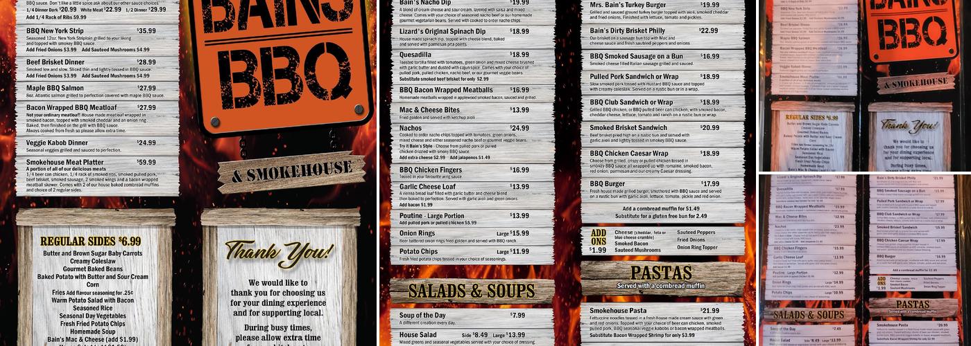 Bains BBQ Menu