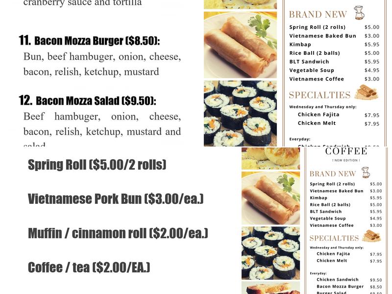 PEI Viet Coffee Menu