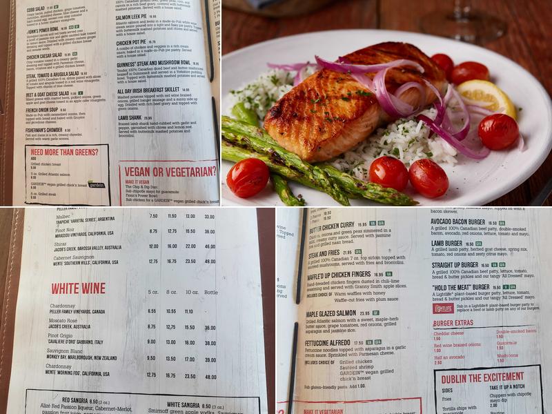 Fionn MacCool's Crossroads Menu