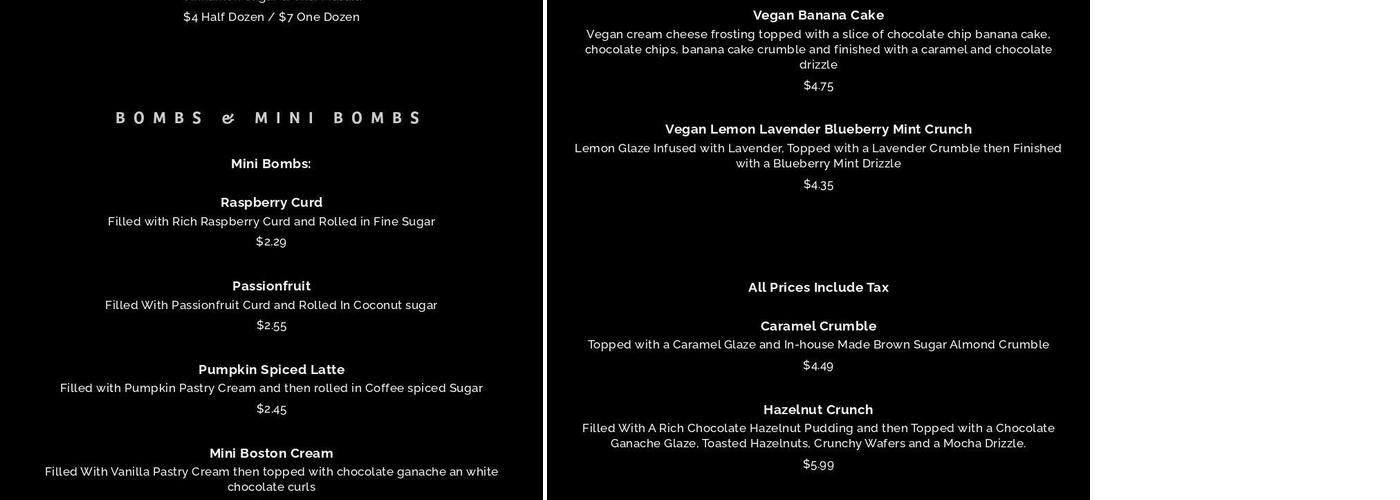Dipped Donuts Menu