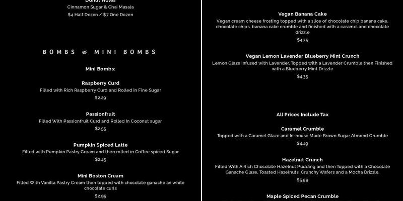 Dipped Donuts Menu