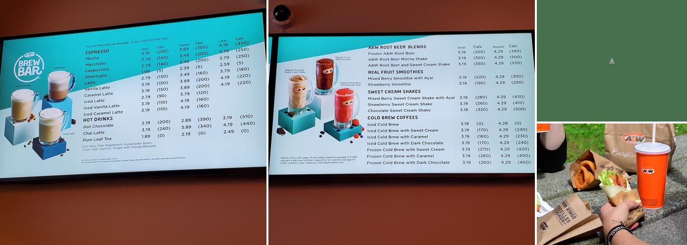 A&W Canada Menu