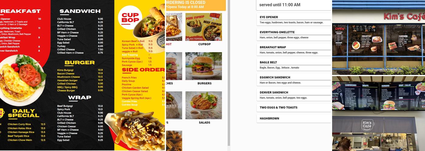 Kims' Cafe Menu