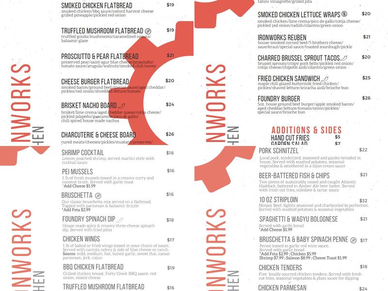 IRONWORKS kitchen Menu