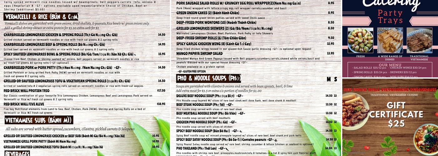 Red Brick Wall Menu