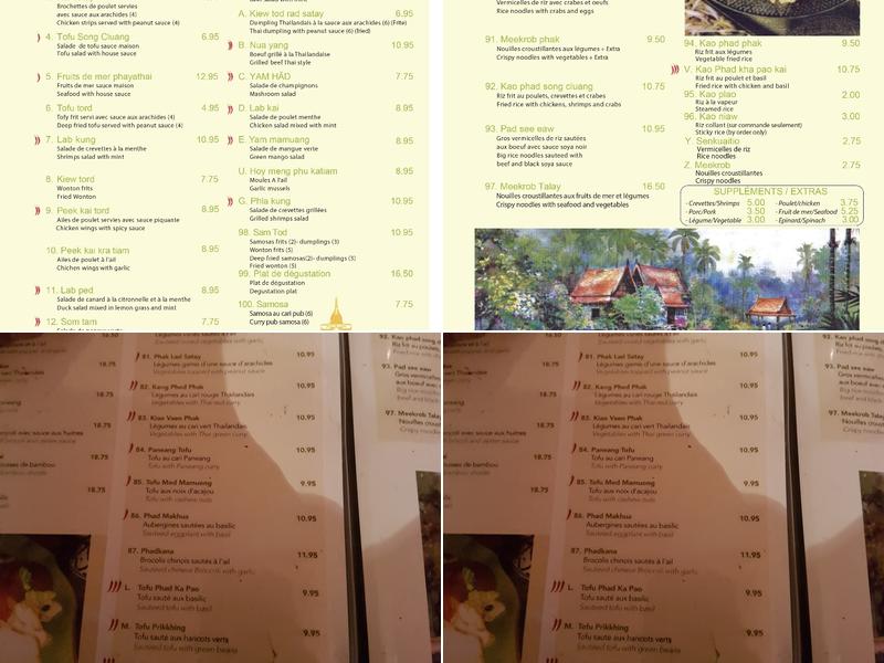 Phayathai Menu