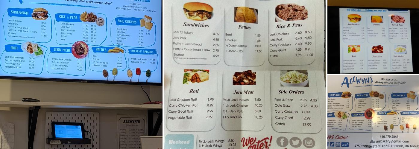 Allwyn's Menu