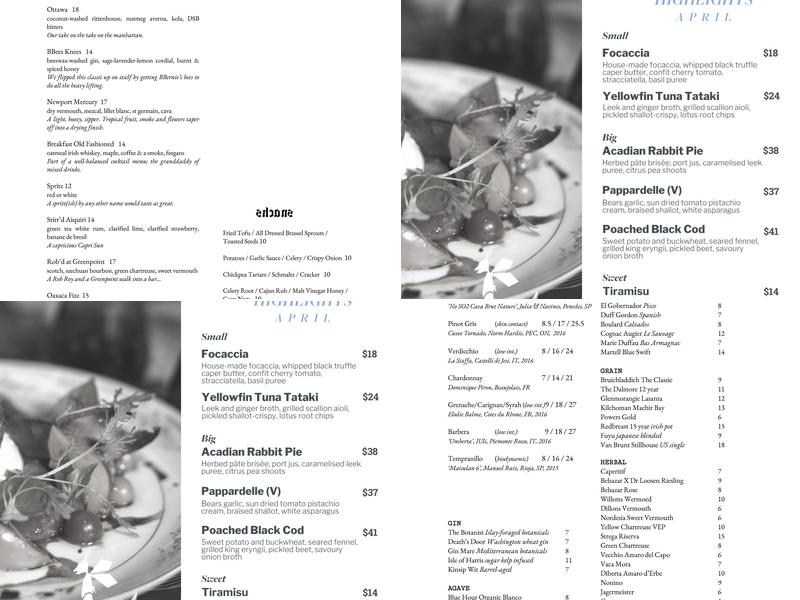 Jabberwocky Supper Club Menu