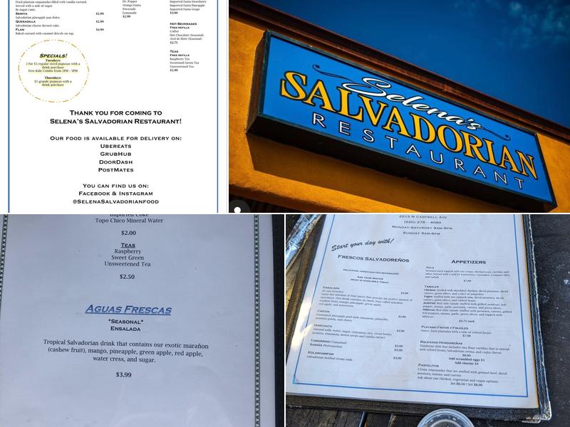 Selena's Salvadorian Restaurant Menu