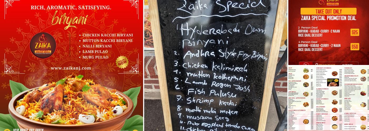 Zaika Indian Grill Menu