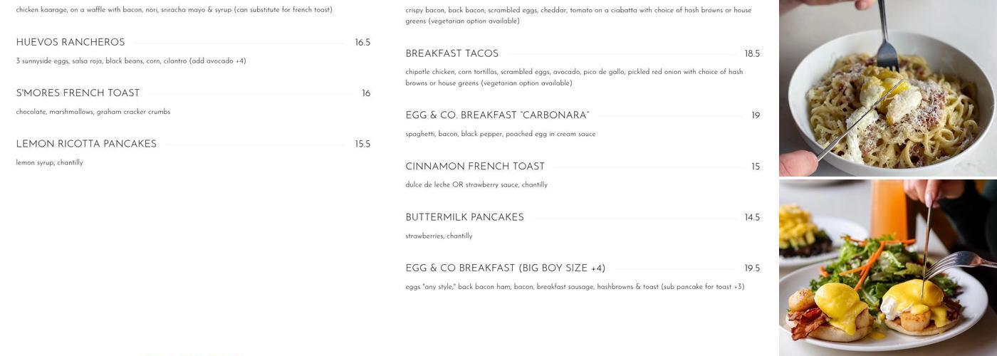 Egg & Co. Menu