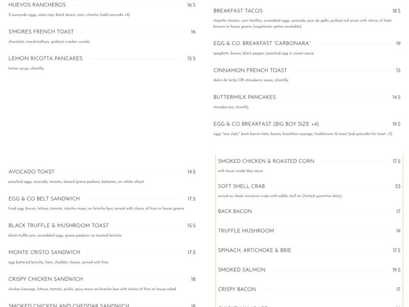 Egg & Co. Menu