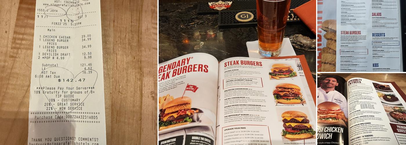 Hard Rock Cafe Menu