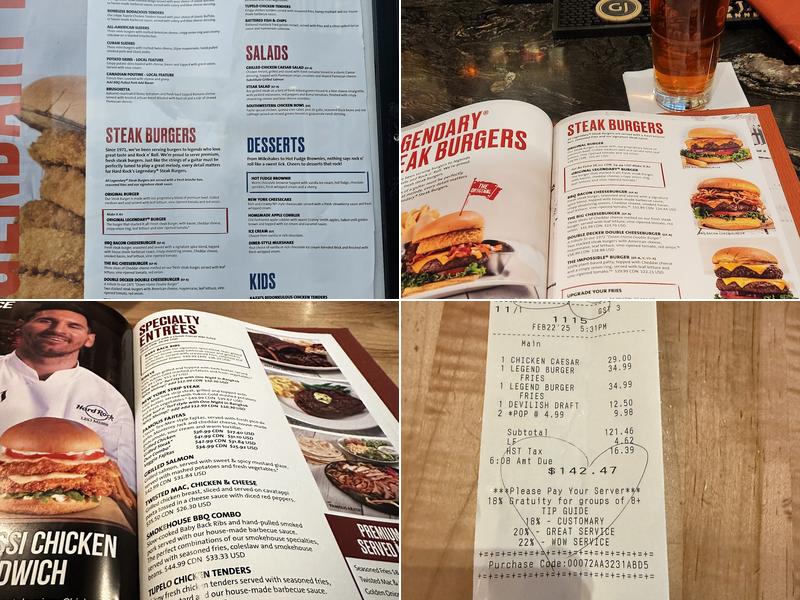 Hard Rock Cafe Menu