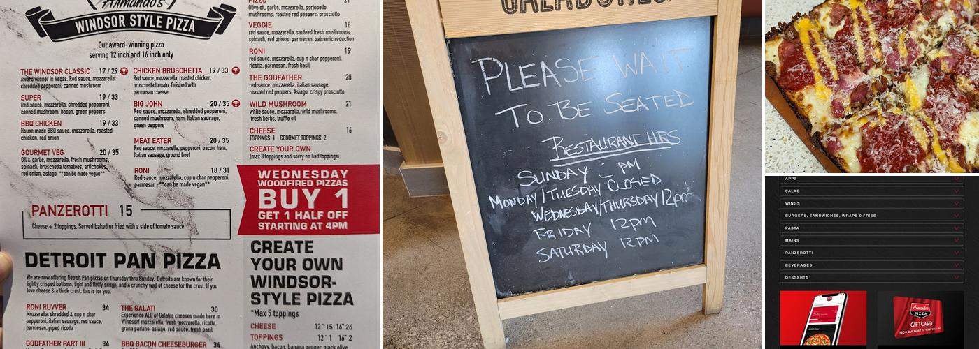 Armando's Pizza - Cabana Rd. Menu