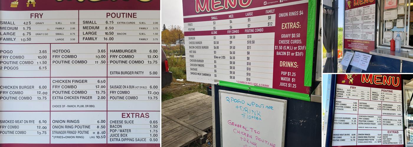 Pong's Poutine Menu