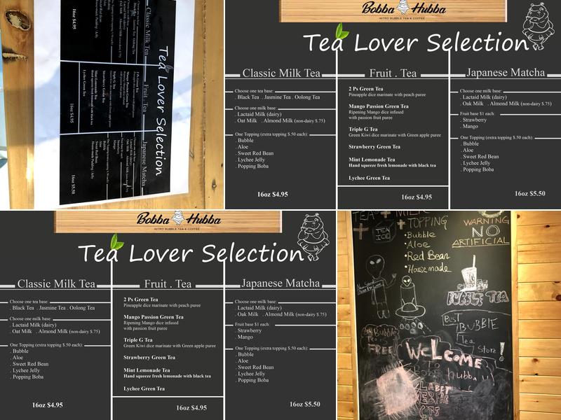 Bobba Hubba Menu