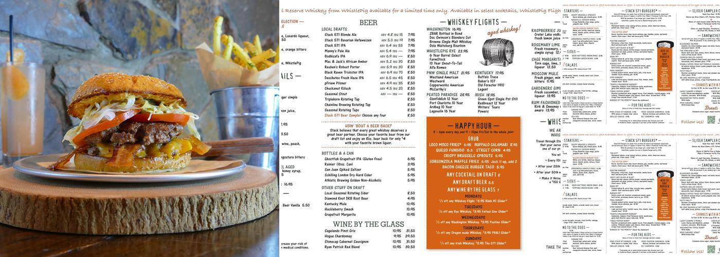 Stack 571 Burger & Whiskey Bar - Vancouver Menu