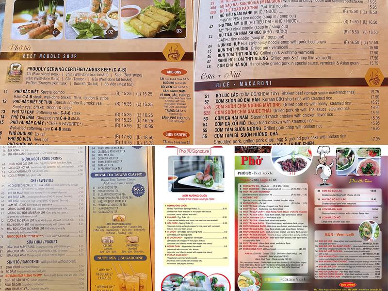 Cơm 90° Menu