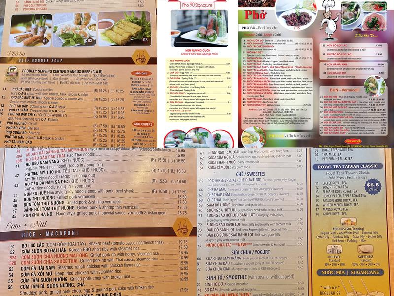 Cơm 90° Menu