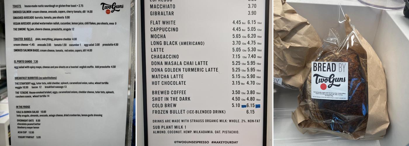 Two Guns Espresso Menu