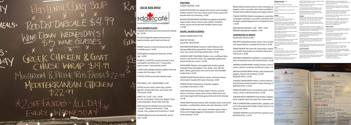 Red Dot Cafe Menu