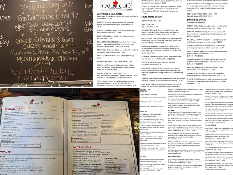 Red Dot Cafe Menu