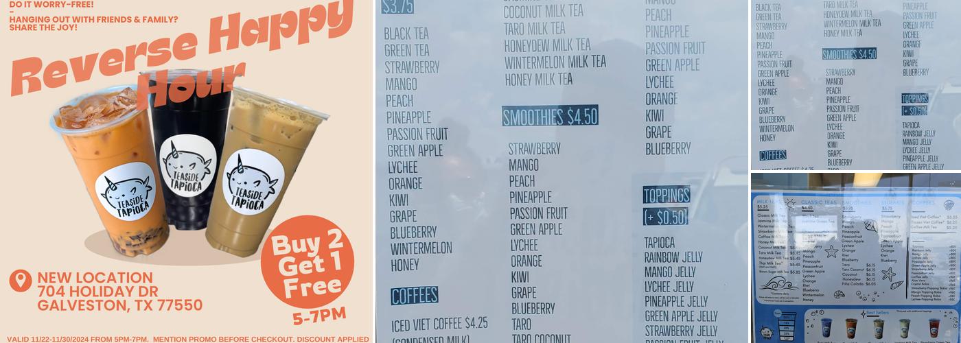 Teaside Tapioca Menu