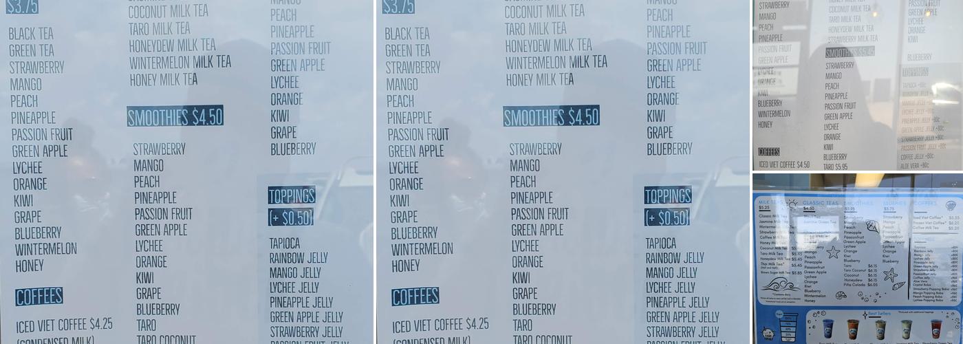 Teaside Tapioca Menu