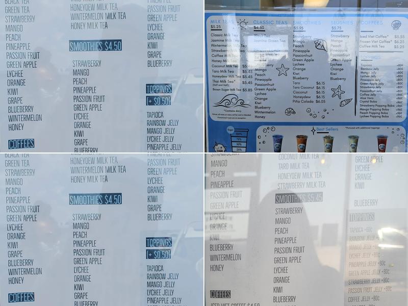 Teaside Tapioca Menu