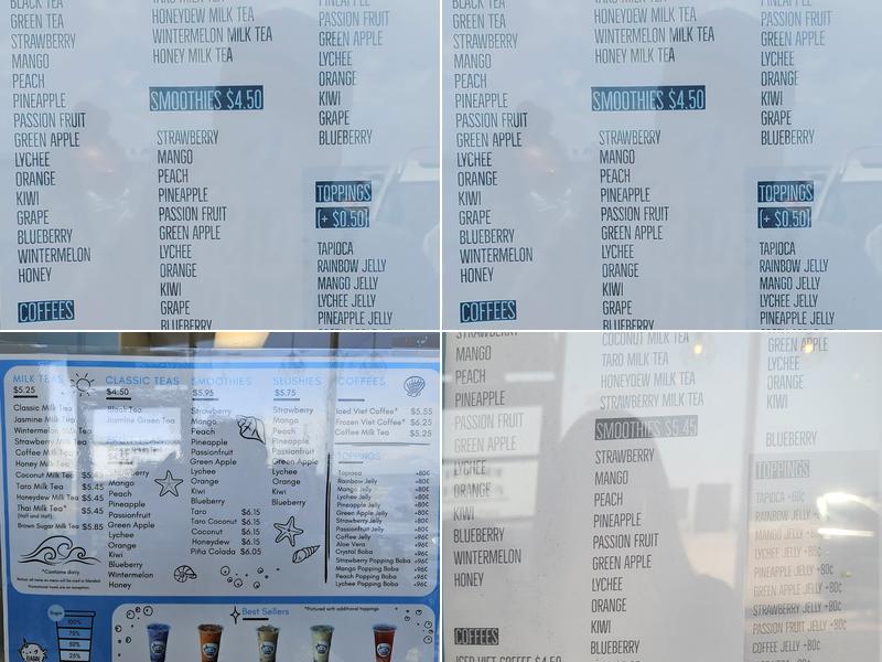 Teaside Tapioca Menu