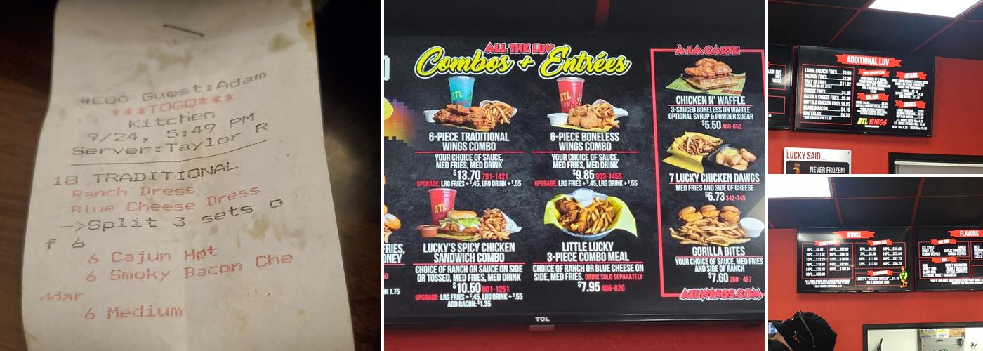ATL Wings Flagstaff Menu