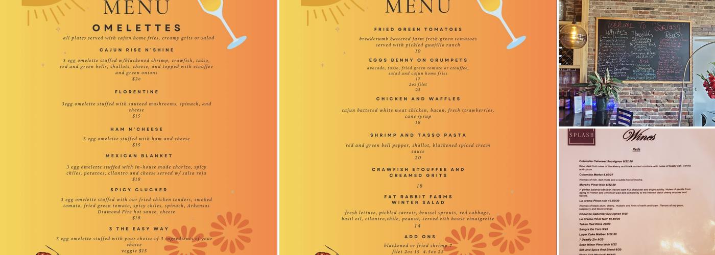 Splash Wine Bar Menu