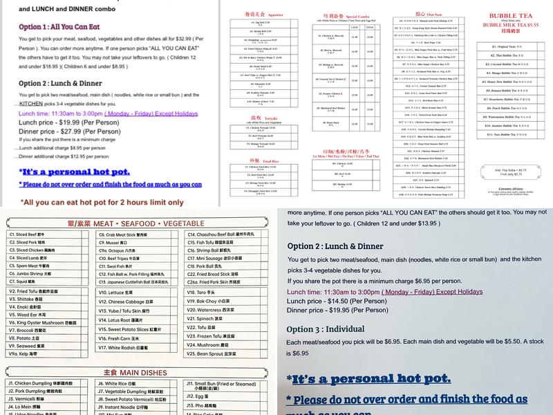Hot Pot Menu