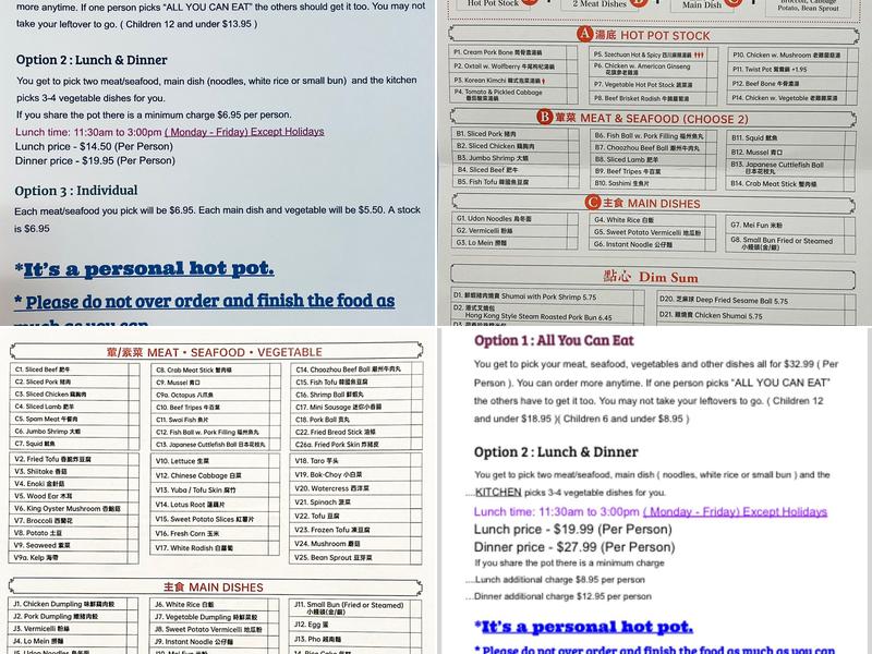Hot Pot Menu