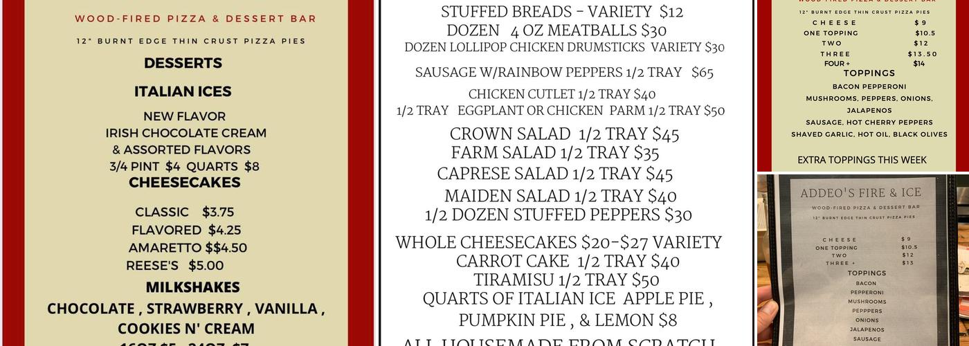 Addeo's Fire & Ice Menu