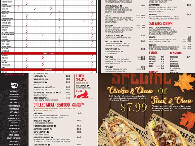 Sardi's Pollo A La Brasa Menu