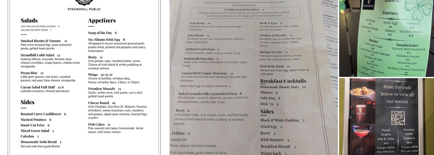 Strandhill Public Menu