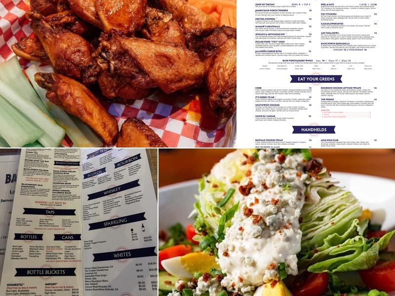 The Back Porch Longwood Menu