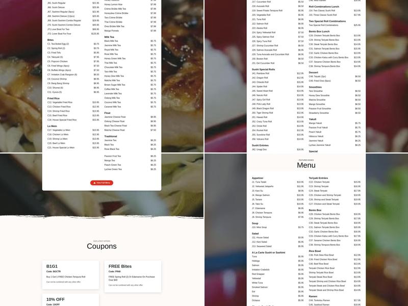 Ms Tea's Bento & Sushi Menu