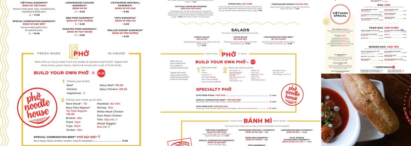 Vietvana Pho Noodle House Menu