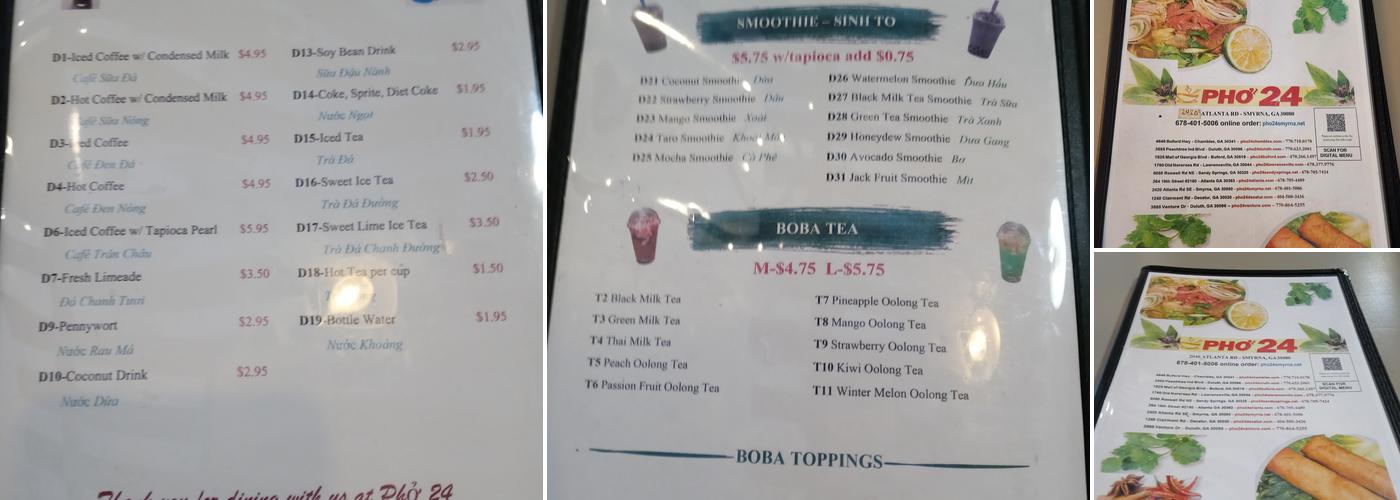 Pho 24 Menu